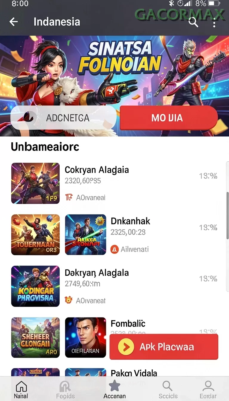 Cuplikan layar JVS88 — menu navigasi